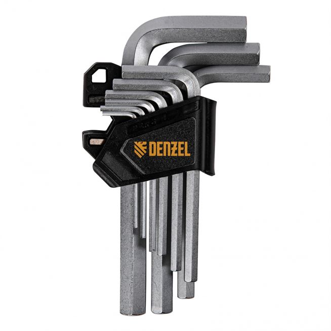 Набор ключей имбусовых, HEX, 2-12 мм, CrV, 9 шт. Denzel