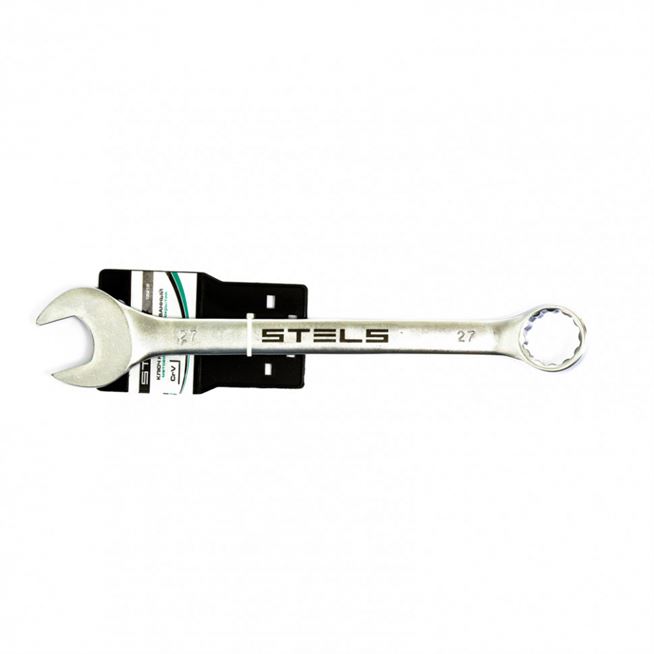 Ключ комбинированный, 27 мм, CrV, матовый хром Stels
